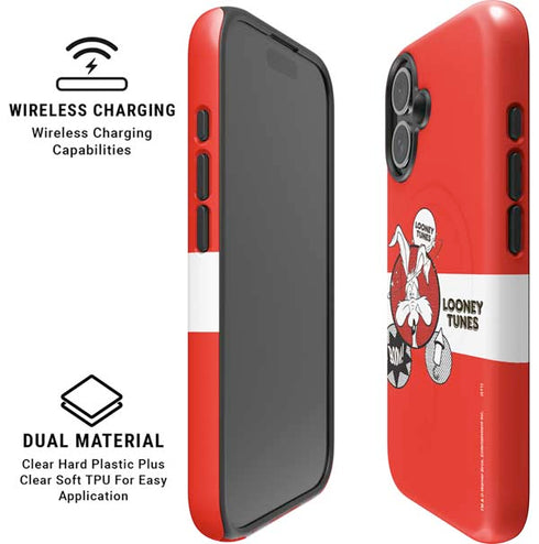 Looney Tunes Wile E Coyote Red Stripes iPhone 16 Plus Magsafe Impact Case